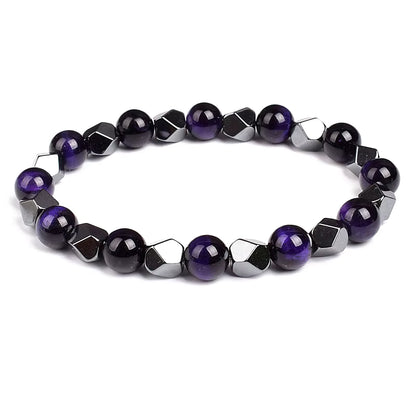 Beaded Bracelet Hematite and Tiger Eye Elastic Adjustable Couple Set