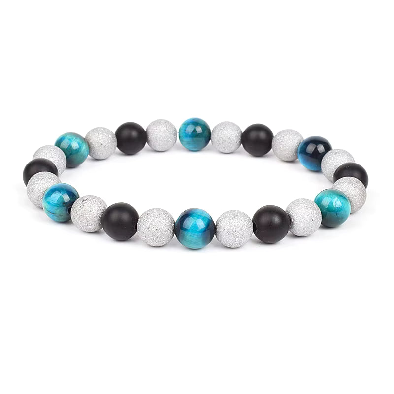 Beaded Bracelet Magnetic Black Obsidian Hematite Tiger Eye Unisex