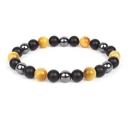Beaded Bracelet Magnetic Black Obsidian Hematite Tiger Eye Unisex