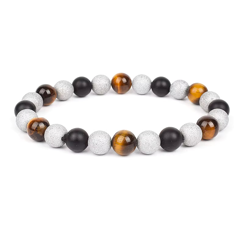 Beaded Bracelet Magnetic Black Obsidian Hematite Tiger Eye Unisex