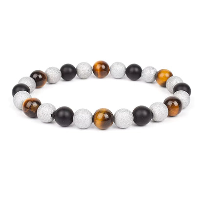 Beaded Bracelet Magnetic Black Obsidian Hematite Tiger Eye Unisex
