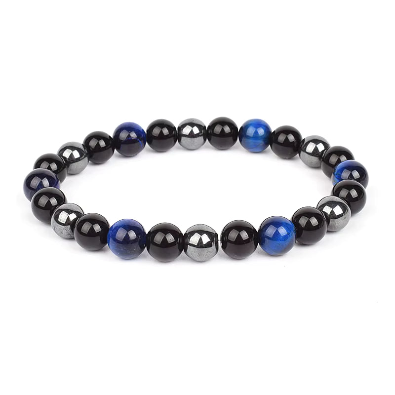 Beaded Bracelet Magnetic Black Obsidian Hematite Tiger Eye Unisex