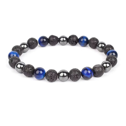 Beaded Bracelet Magnetic Black Obsidian Hematite Tiger Eye Unisex