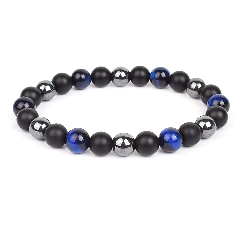 Beaded Bracelet Magnetic Black Obsidian Hematite Tiger Eye Unisex