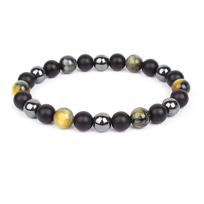Beaded Bracelet Magnetic Black Obsidian Hematite Tiger Eye Unisex
