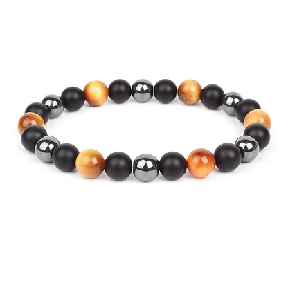 Beaded Bracelet Magnetic Black Obsidian Hematite Tiger Eye Unisex