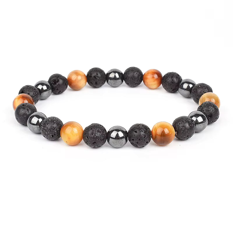 Beaded Bracelet Magnetic Black Obsidian Hematite Tiger Eye Unisex