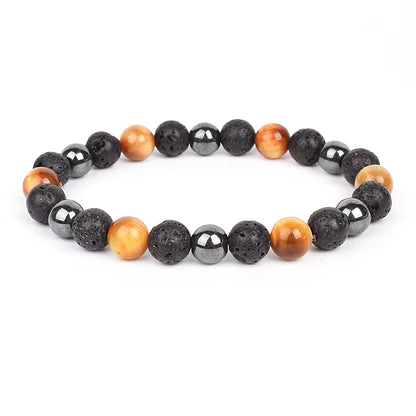 Beaded Bracelet Magnetic Black Obsidian Hematite Tiger Eye Unisex