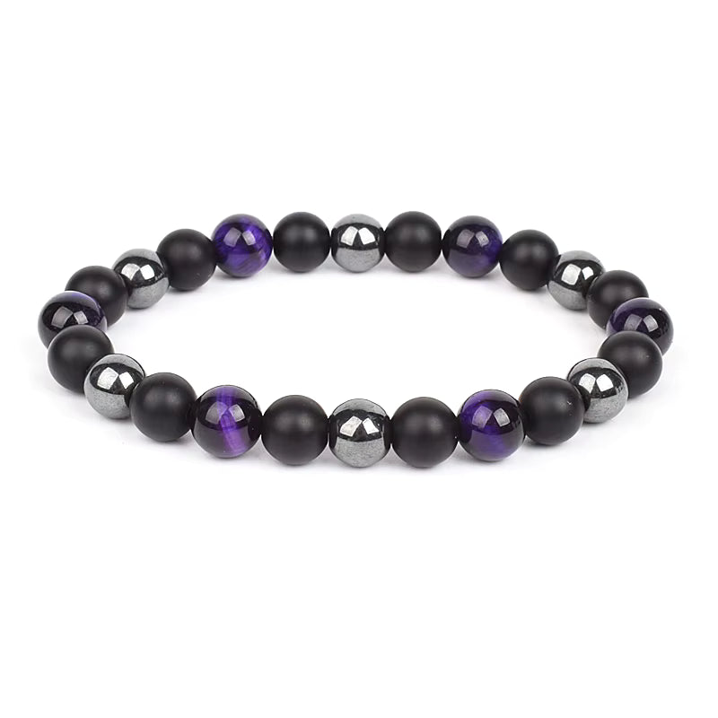 Beaded Bracelet Magnetic Black Obsidian Hematite Tiger Eye Unisex
