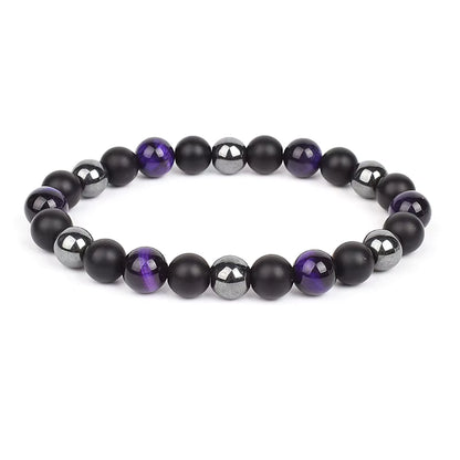 Beaded Bracelet Magnetic Black Obsidian Hematite Tiger Eye Unisex