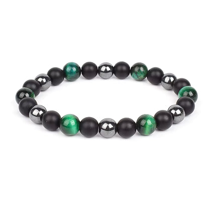 Beaded Bracelet Magnetic Black Obsidian Hematite Tiger Eye Unisex