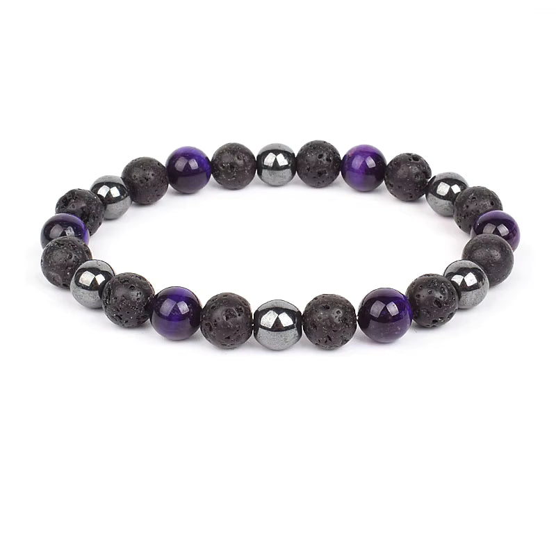 Beaded Bracelet Magnetic Black Obsidian Hematite Tiger Eye Unisex