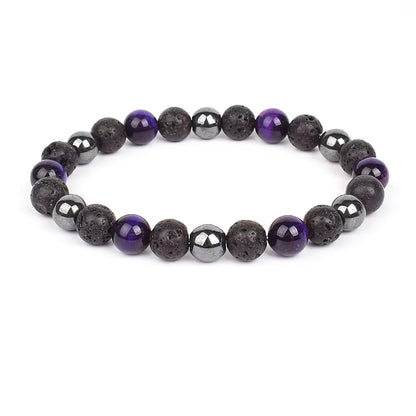 Beaded Bracelet Magnetic Black Obsidian Hematite Tiger Eye Unisex