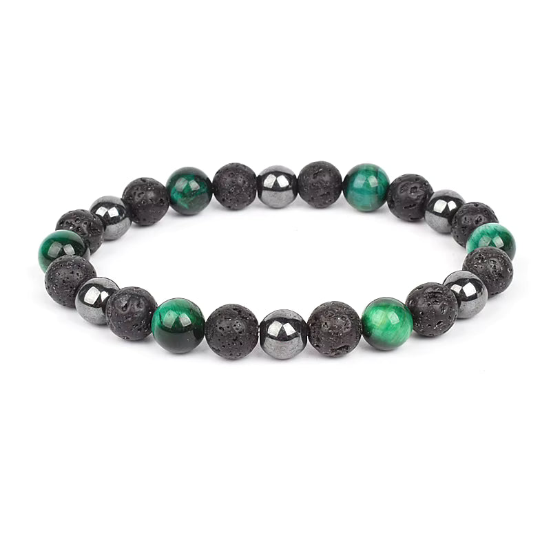 Beaded Bracelet Magnetic Black Obsidian Hematite Tiger Eye Unisex