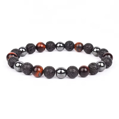 Beaded Bracelet Magnetic Black Obsidian Hematite Tiger Eye Unisex