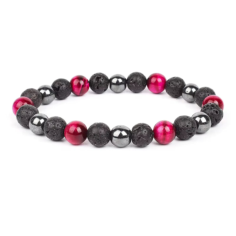 Beaded Bracelet Magnetic Black Obsidian Hematite Tiger Eye Unisex