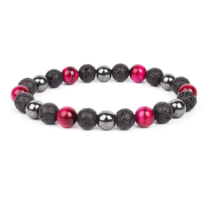 Beaded Bracelet Magnetic Black Obsidian Hematite Tiger Eye Unisex
