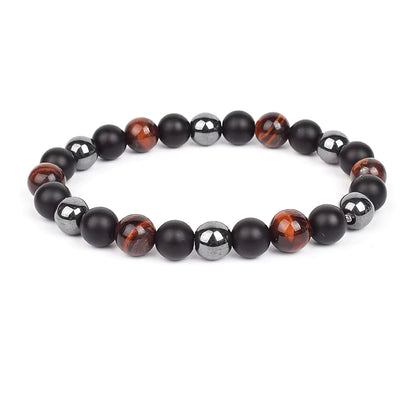 Beaded Bracelet Magnetic Black Obsidian Hematite Tiger Eye Unisex