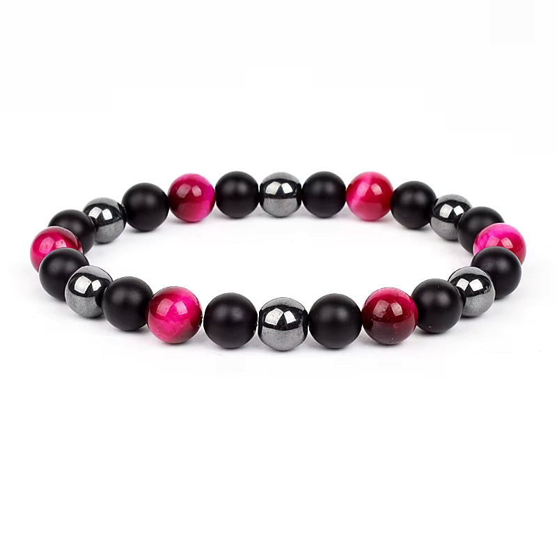 Beaded Bracelet Magnetic Black Obsidian Hematite Tiger Eye Unisex