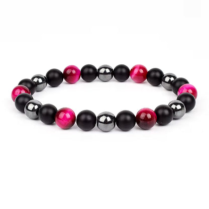 Beaded Bracelet Magnetic Black Obsidian Hematite Tiger Eye Unisex