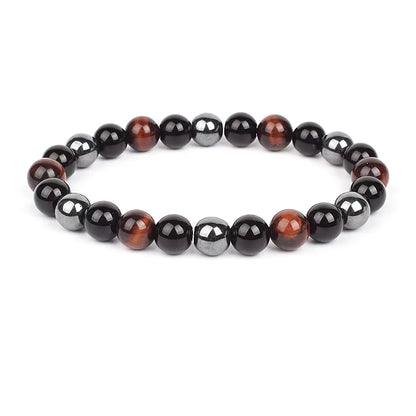 Beaded Bracelet Magnetic Black Obsidian Hematite Tiger Eye Unisex