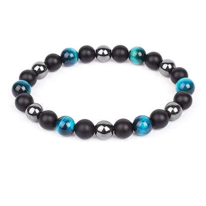 Beaded Bracelet Magnetic Black Obsidian Hematite Tiger Eye Unisex