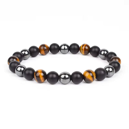 Beaded Bracelet Magnetic Black Obsidian Hematite Tiger Eye Unisex