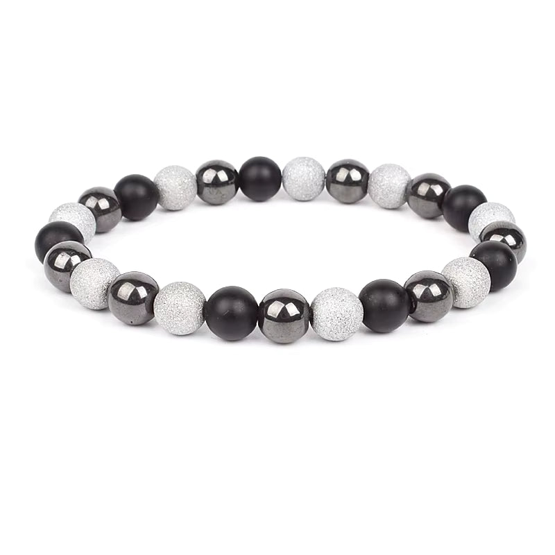 Beaded Bracelet Magnetic Black Obsidian Hematite Tiger Eye Unisex