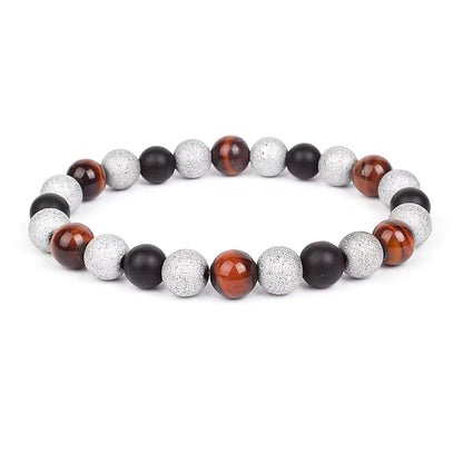 Beaded Bracelet Magnetic Black Obsidian Hematite Tiger Eye Unisex