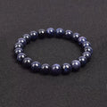 Beaded Bracelet Natural Blue Sandstone Round Beads 4 to 12 mm Blue Green Gold
