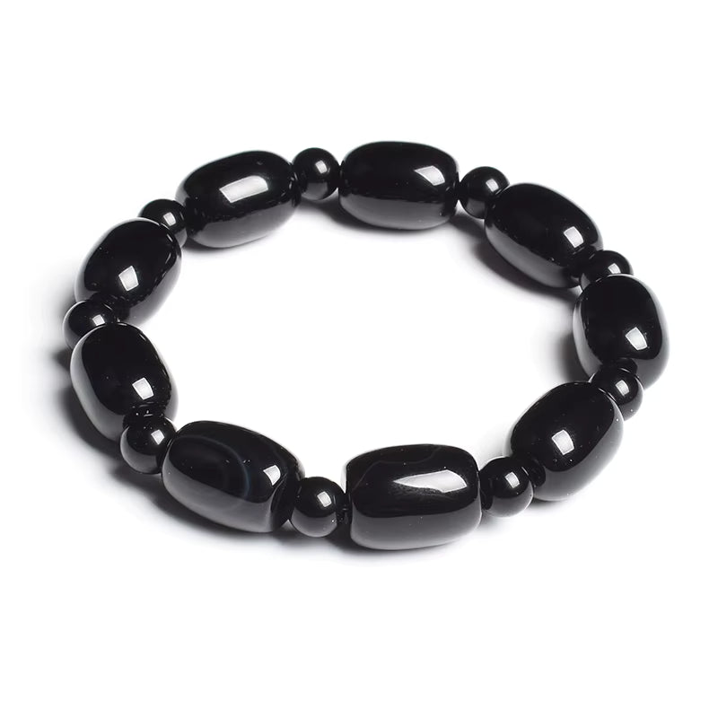 Beaded Bracelet Natural Stone Green Agate Drum Barrel Shape for Women