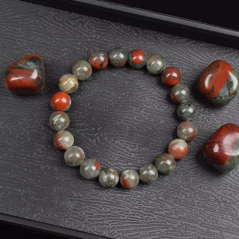 Bloodstone Beaded Bracelet Elastic Genuine Natural 6mm 8mm