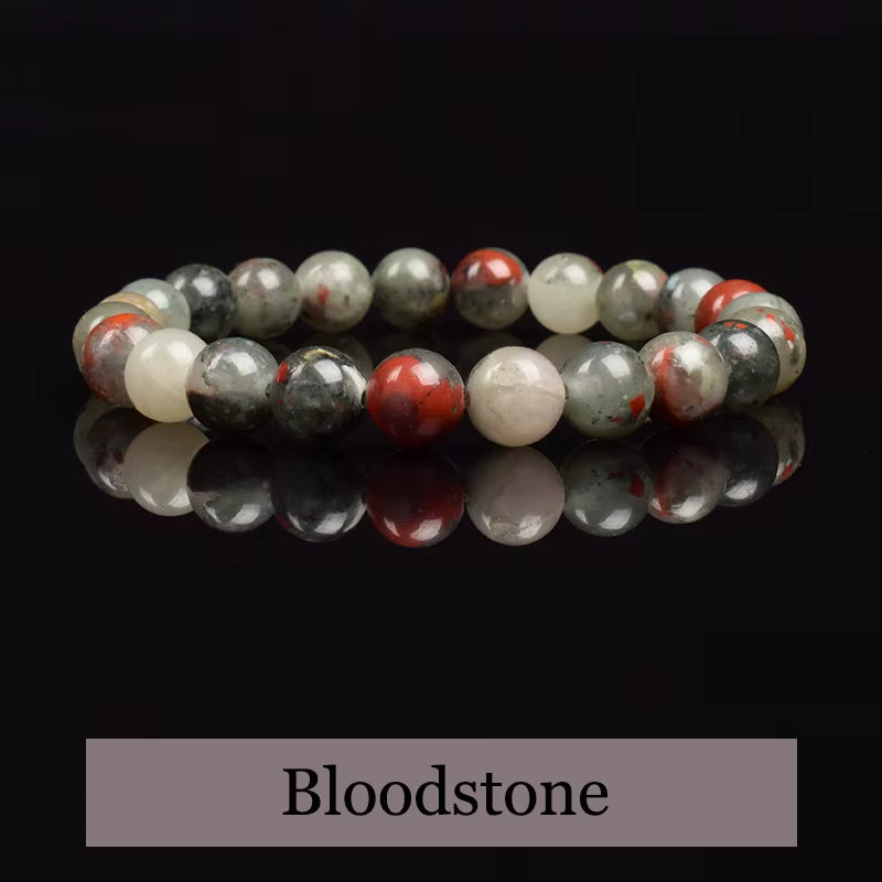 Bloodstone Beaded Bracelet Elastic Genuine Natural 6mm 8mm