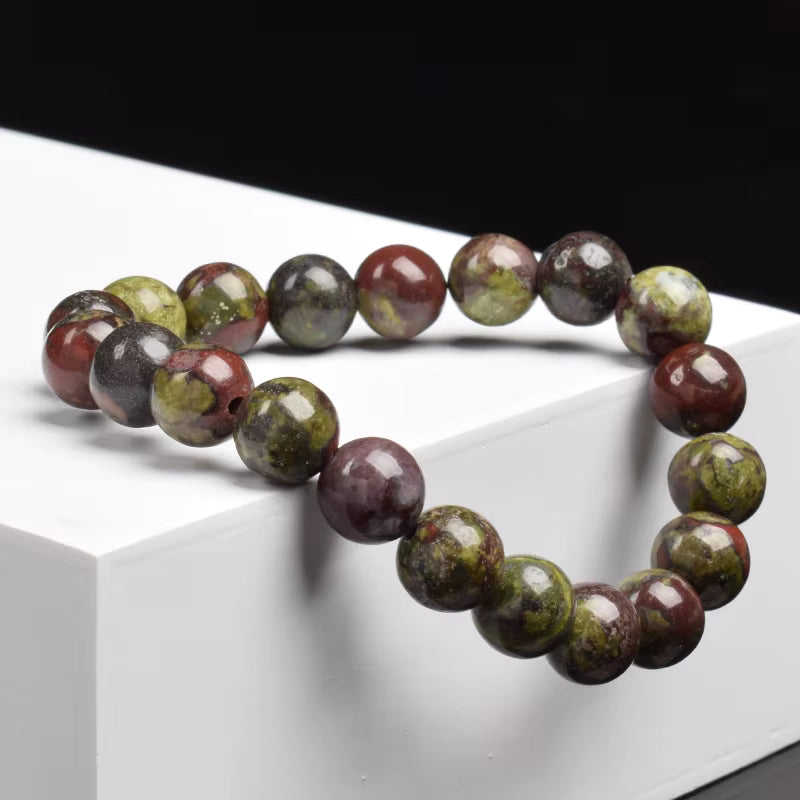 Bloodstone Jasper Beaded Bracelet 6mm Elastic Adjustable