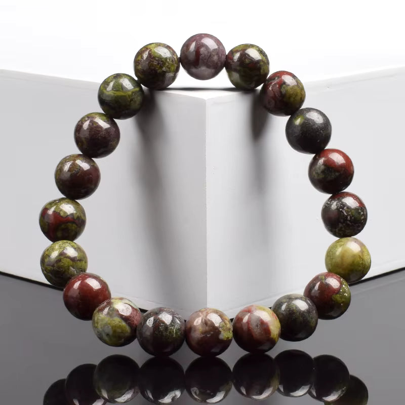 Bloodstone Jasper Beaded Bracelet 6mm Elastic Adjustable