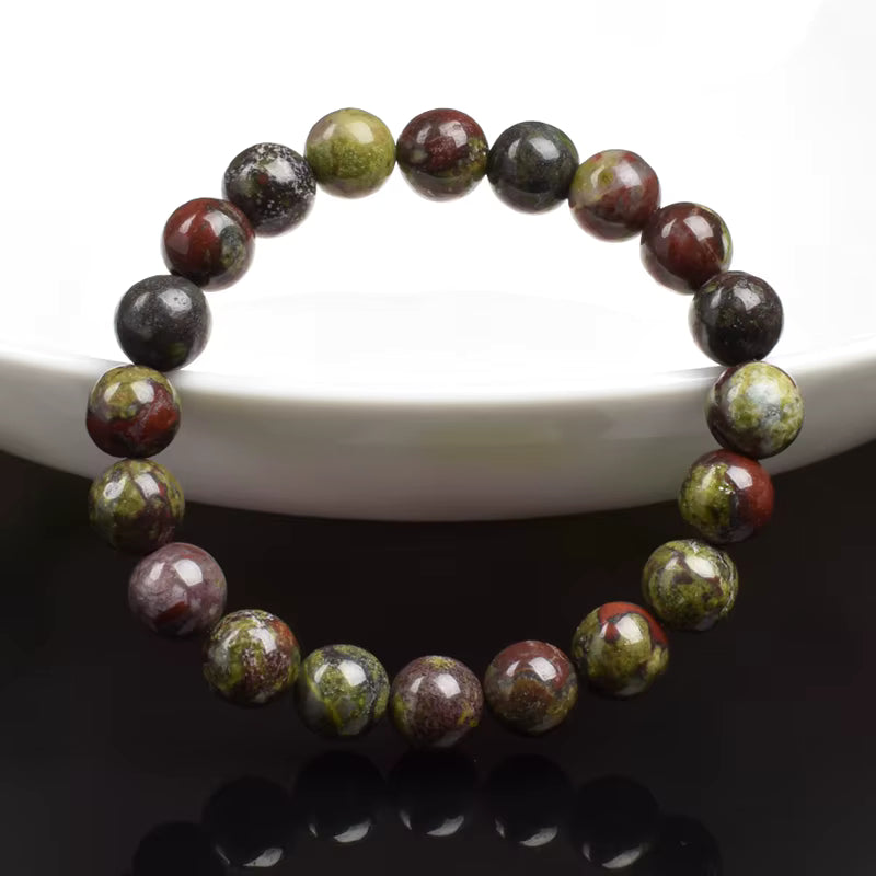 Bloodstone Jasper Beaded Bracelet 6mm Elastic Adjustable