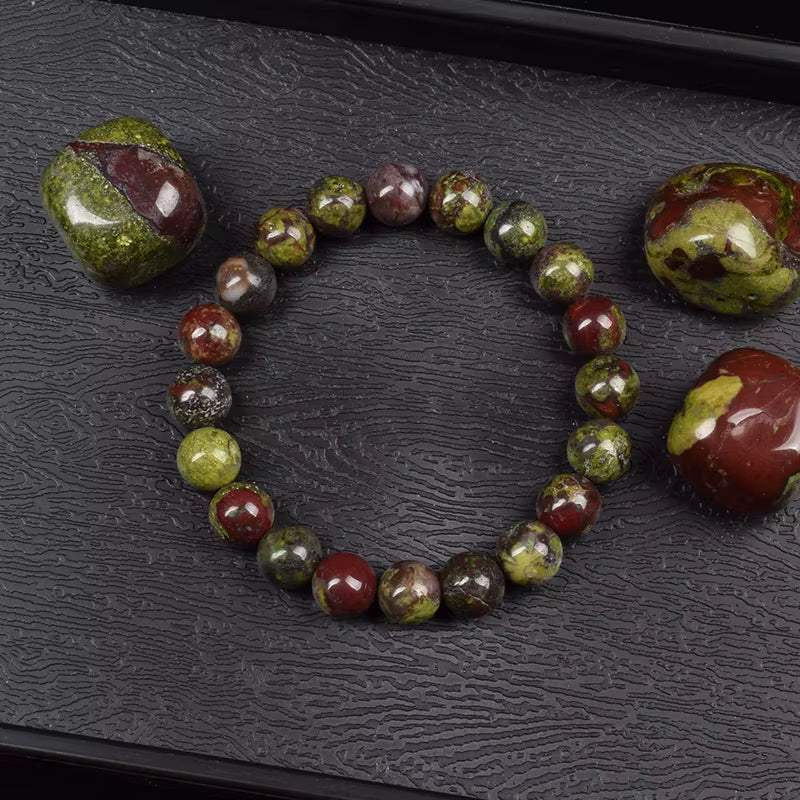Bloodstone Jasper Beaded Bracelet 6mm Elastic Adjustable