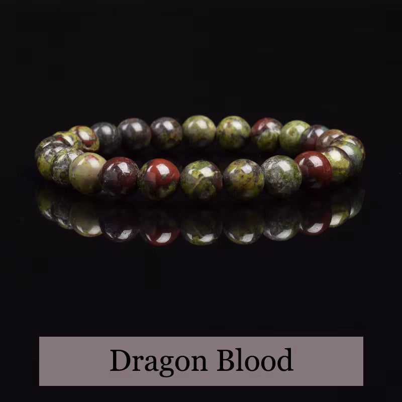 Bloodstone Jasper Beaded Bracelet 6mm Elastic Adjustable