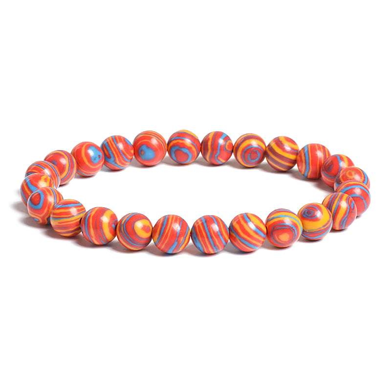 Blue Malachite Bracelet Natural Stone 4 to 12mm Adjustable Unisex