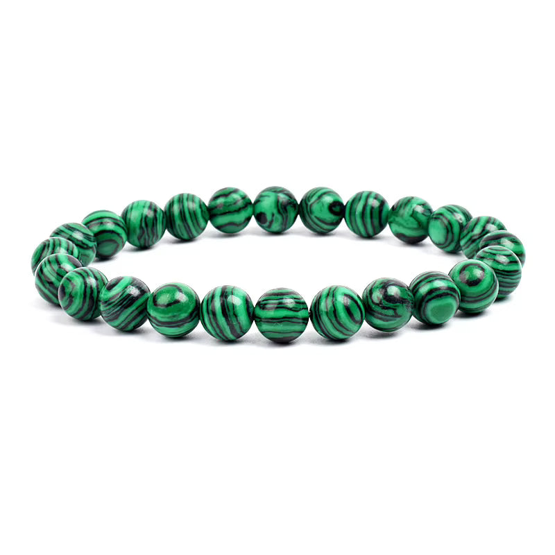 Blue Malachite Bracelet Natural Stone 4 to 12mm Adjustable Unisex