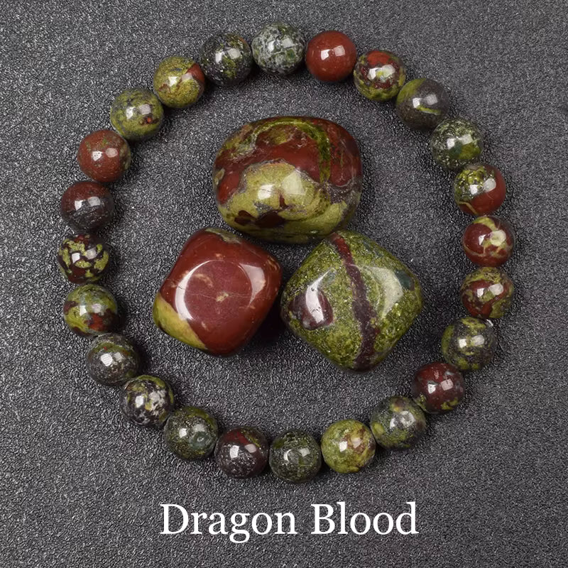 Blue Sandstone Bracelet Elastic Beaded Silver Obsidian Unisex