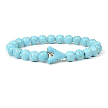 Blue Turquoise Bracelet 8mm Cube Cylindrical Beads Elastic