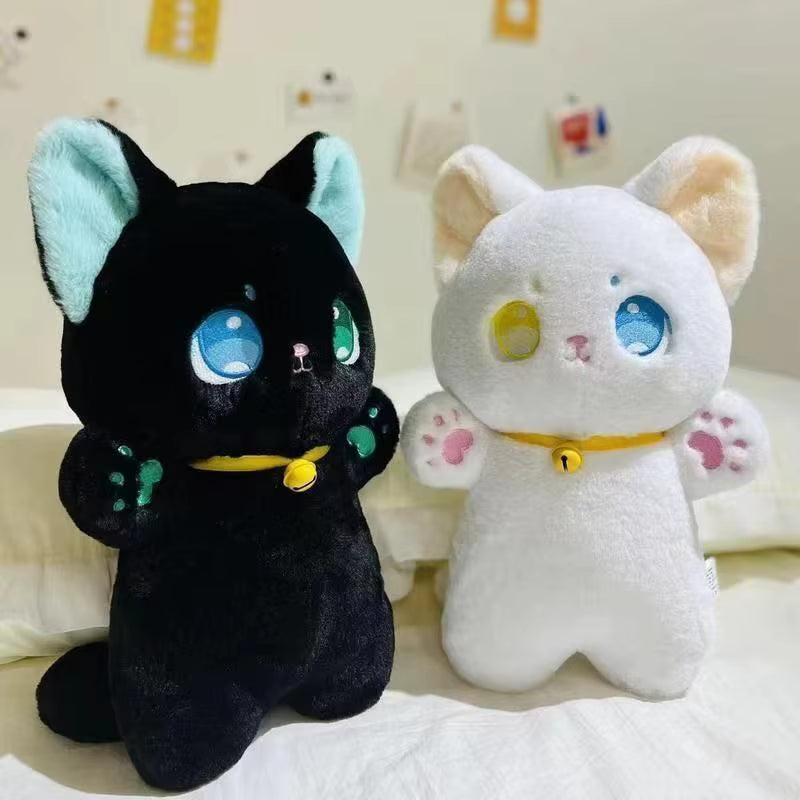 Cat Plush Toy 25cm Black and White Soft Stuffed Animal