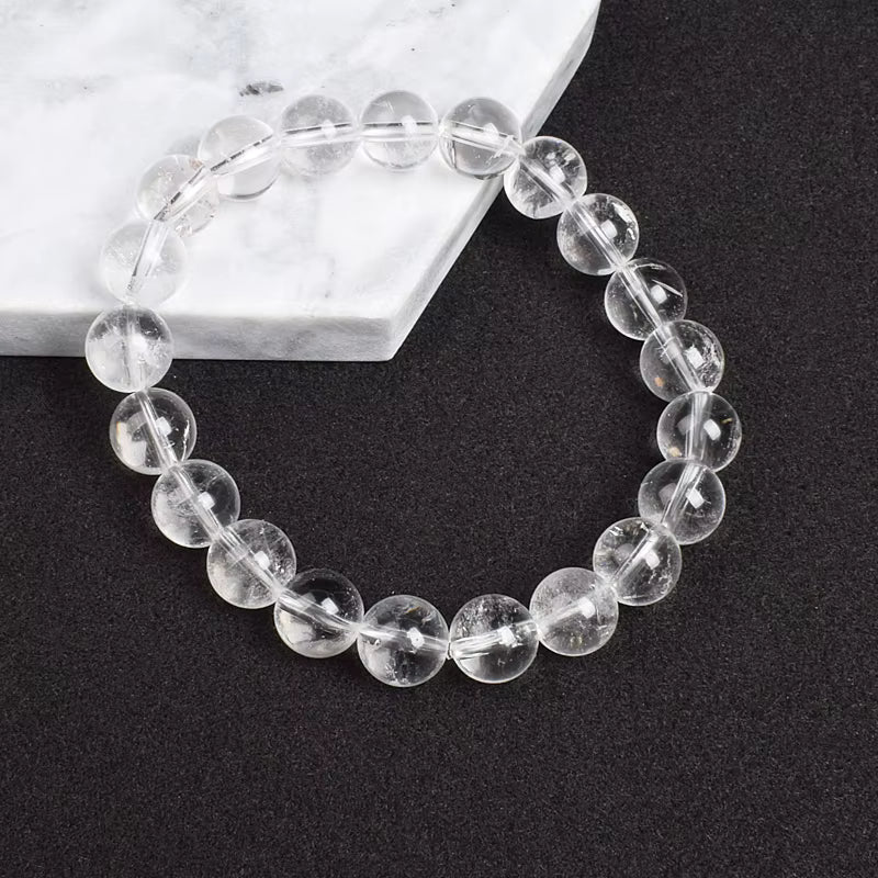 Clear Quartz Bracelet Beaded Transparent Healing Energy Boho
