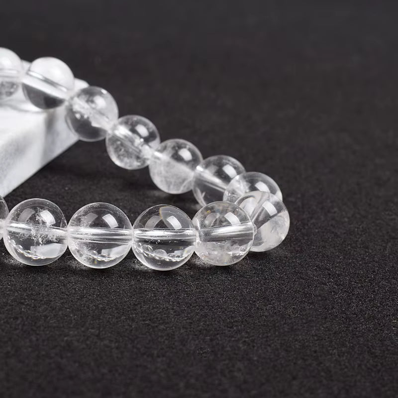 Clear Quartz Bracelet Beaded Transparent Healing Energy Boho