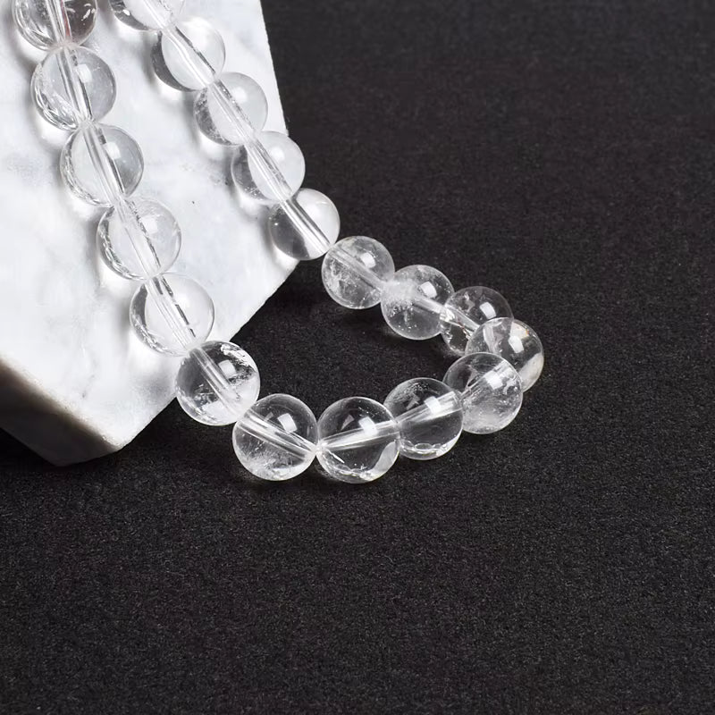 Clear Quartz Bracelet Beaded Transparent Healing Energy Boho