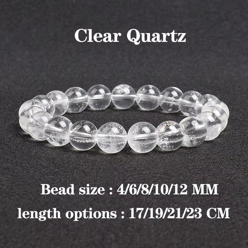 Clear Quartz Bracelet Beaded Transparent Healing Energy Boho