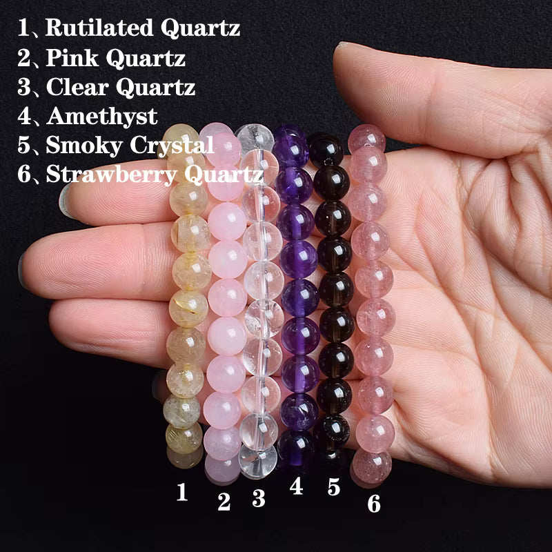 Clear Quartz Bracelet Beaded Transparent Healing Energy Boho
