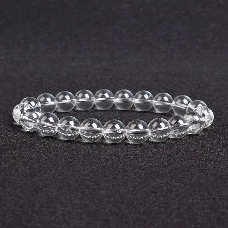 Clear Quartz Bracelet Beaded Transparent Healing Energy Boho