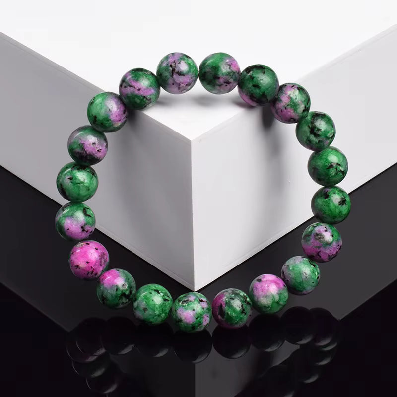 Epidote Zoisite Beaded Bracelet Natural Elastic for Women